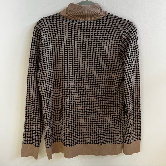 Calvin Klein Tan & Black Houndstooth Button Sweater Boho, Size Small - Picture 3 of 13
